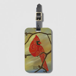 Étiquette À Bagage Étiquette cardinale de bagage avec l'oiseau rouge