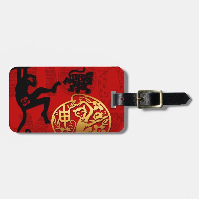 Étiquette À Bagage Étiquette chinoise de bagage d'anniversaire de (Devant horizontal)