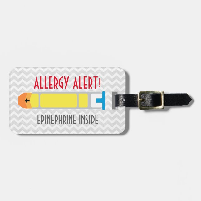 Étiquette À Bagage Étiquette d'alerte d'allergie d'adrénaline pour la (Devant horizontal)