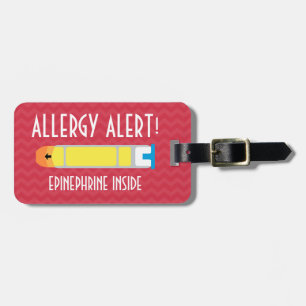 Étiquette À Bagage Étiquette d'alerte d'allergie d'adrénaline pour la