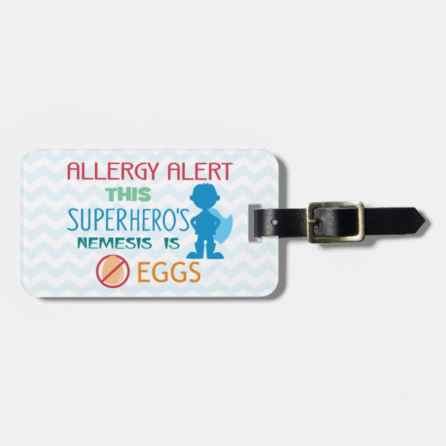 Étiquette À Bagage Étiquette d'alerte de super héros d'allergie (Devant horizontal)