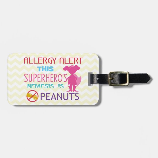 Étiquette À Bagage Étiquette d'alerte de super héros d'allergie (Devant horizontal)