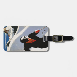 Étiquette À Bagage Étiquette de bagage avec la copie de ski des