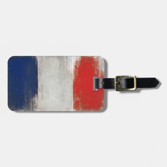 Étiquette À Bagage Étiquette de bagage avec le drapeau français frais (Devant horizontal)
