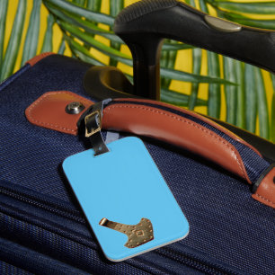 Étiquette À Bagage Étiquette de bagage bleue inclinée du marteau de T