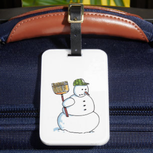 Étiquette À Bagage Étiquette de bagage Broom Snowman