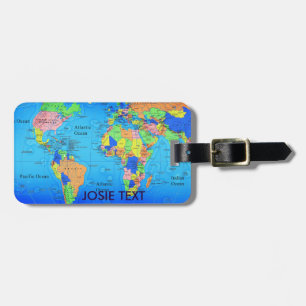 Étiquette À Bagage Étiquette de bagage - carte du monde