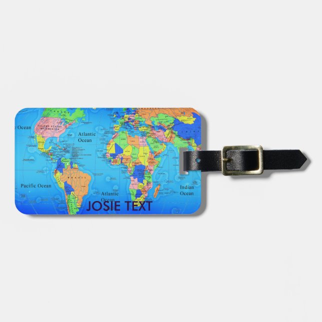Étiquette À Bagage Étiquette de bagage - carte du monde (Devant horizontal)