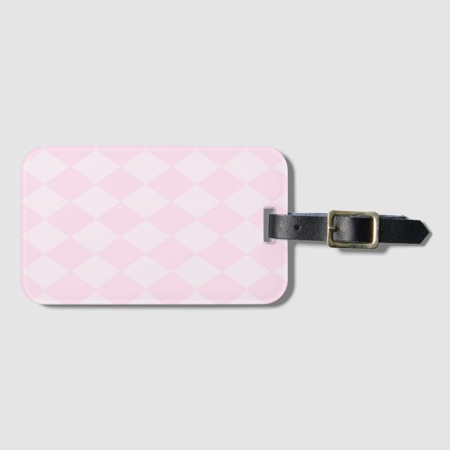 Étiquette À Bagage Étiquette de bagage classique rose à carreaux desi (Devant Horizontal)
