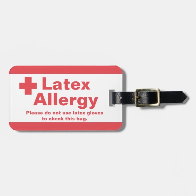 Étiquette À Bagage Étiquette de bagage d'alerte d'allergie de latex (Devant horizontal)