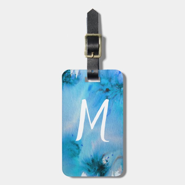 Étiquette À Bagage étiquette de bagage d'art Abstrait : bleu customis (Devant Vertical)