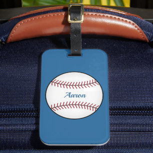 Étiquette À Bagage Étiquette de bagage de baseball bleu clair personn