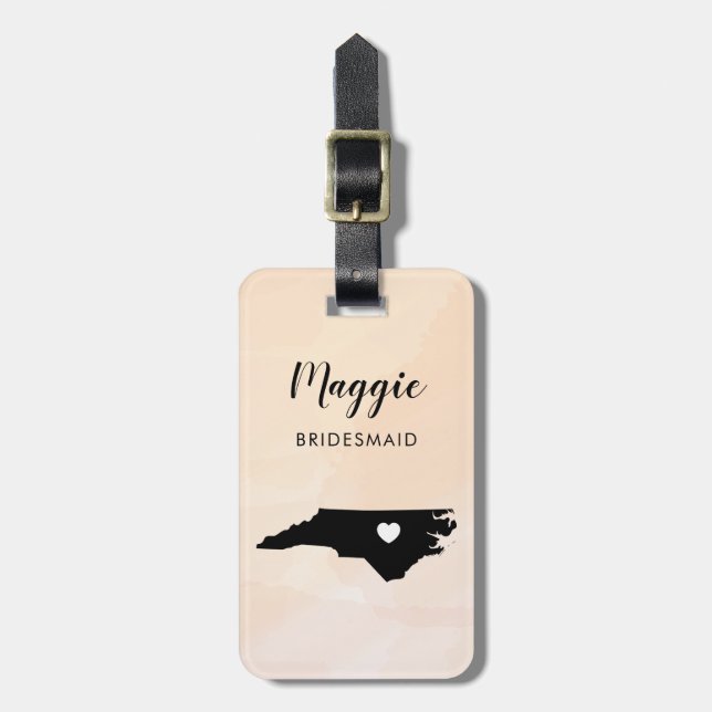 Étiquette À Bagage Étiquette de bagage de carte de Caroline du Nord,  (Devant Vertical)