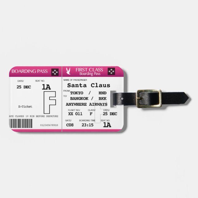 Étiquette À Bagage Étiquette de bagage de carte d'embarquement de (Devant horizontal)