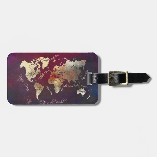 Étiquette À Bagage étiquette de bagage de carte du monde (Devant horizontal)