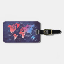 étiquette de bagage de carte du monde