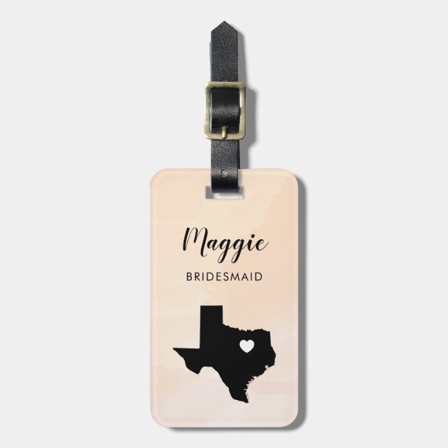 Étiquette À Bagage Étiquette de bagage de carte du Texas, accueil de (Devant Vertical)