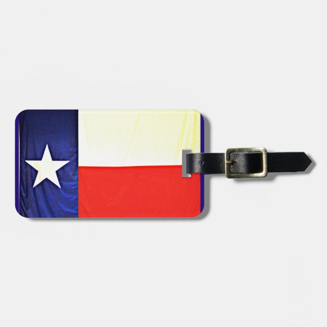 Étiquette À Bagage Étiquette de bagage de drapeau du Texas avec le (Devant horizontal)