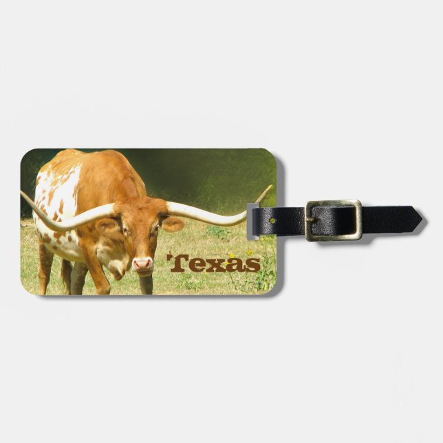 Étiquette À Bagage Étiquette de bagage de Longhorn le Texas (Devant horizontal)