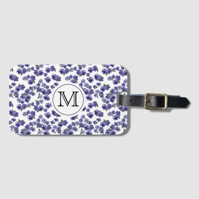 Étiquette À Bagage Étiquette de bagage de pensée de monogramme (Devant Horizontal)