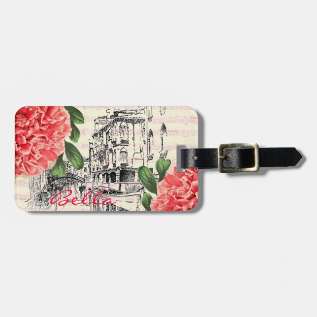 Étiquette À Bagage Étiquette de bagage de pivoine de Bella Italie (Devant horizontal)