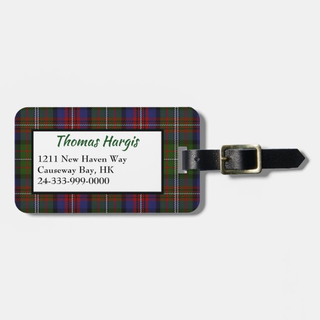 Étiquette À Bagage Étiquette de bagage de plaid de tartan de Hargis (Devant horizontal)