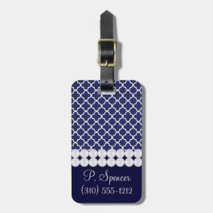 Étiquette À Bagage Étiquette de bagage de Quatrefoil de bleu marine