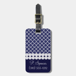 Étiquette À Bagage Étiquette de bagage de Quatrefoil de bleu marine
