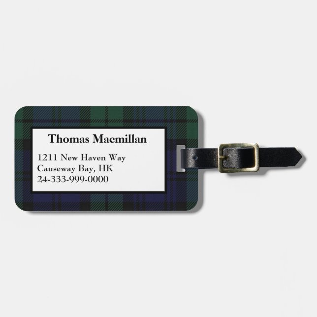 Étiquette À Bagage Étiquette de bagage de Tartan Plaid de surveillanc (Devant horizontal)