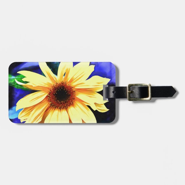 Étiquette À Bagage Étiquette de bagage de tournesol avec le bracelet (Devant horizontal)