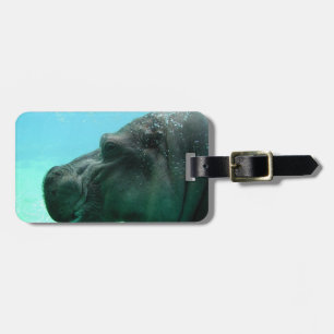 Étiquette À Bagage Étiquette de bagage d'hippopotame de natation