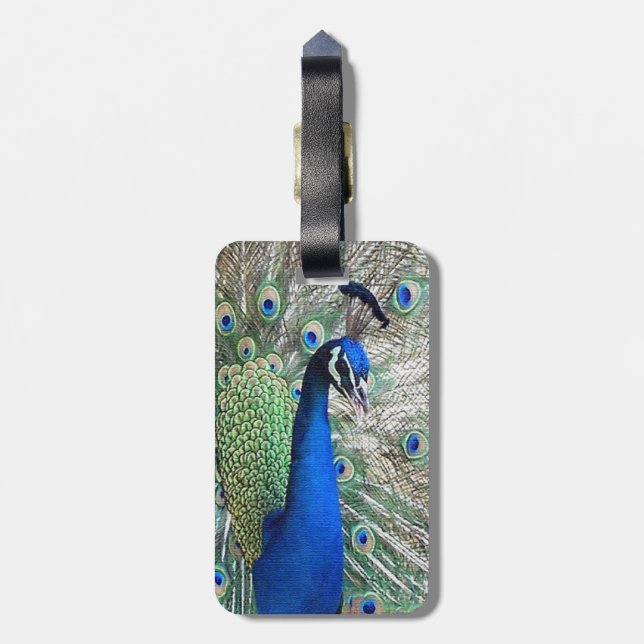 Étiquette À Bagage Étiquette de bagage d'oiseau de paon (Dos Vertical)