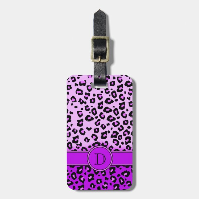 Étiquette À Bagage étiquette de bagage en monogramme noir violet Empr (Devant Vertical)