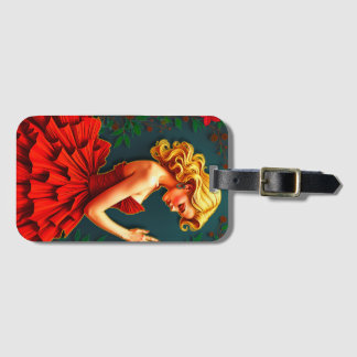 Étiquette À Bagage Étiquette de bagage Femme en robe rouge