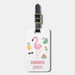 Étiquette À Bagage Étiquette de bagage flamant rose pour les vacances