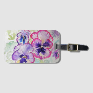Étiquette À Bagage Étiquette de bagage fleur de pensée violette aquar