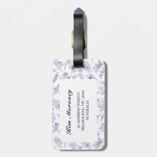 Étiquette À Bagage Étiquette de bagage Fleur de Saison bleue et blanc