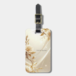 Étiquette À Bagage Étiquette de bagage Fleurs blanches et dorées