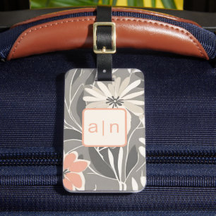 Étiquette À Bagage Étiquette de bagage Fleurs sauvages Monogramme mod