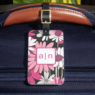 Étiquette À Bagage Étiquette de bagage Fleurs sauvages Monogramme mod