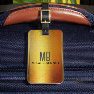 Étiquette À Bagage Étiquette de bagage métallique brossé PRO Gold