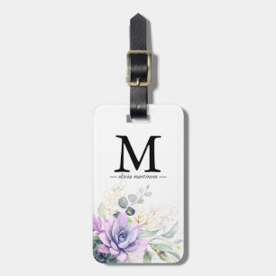 Étiquette À Bagage Étiquette de bagage Monogramme de plantes succulen