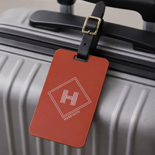 Étiquette À Bagage Étiquette de bagage Monogramme initial géométriq