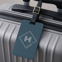 Étiquette de bagage | Monogramme initial géométriq
