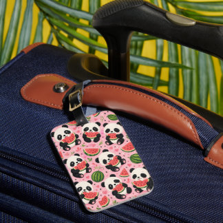 Étiquette À Bagage Étiquette de bagage pastèque Panda Mignon
