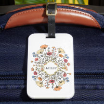 Étiquette de bagage personnalisée florale pastel é