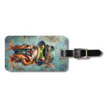 Étiquette de bagage personnalisée Grenouille Steam
