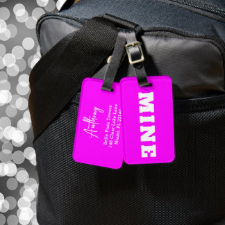 Étiquette À Bagage Étiquette de bagage personnalisée MINE Rose Néon e