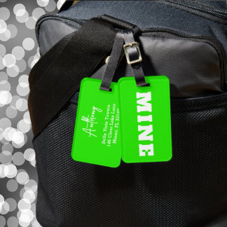 Étiquette À Bagage Étiquette de bagage personnalisée MINE vert néon b