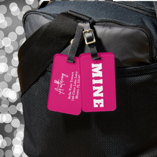 Étiquette À Bagage Étiquette de bagage personnalisée rose blanc amusa